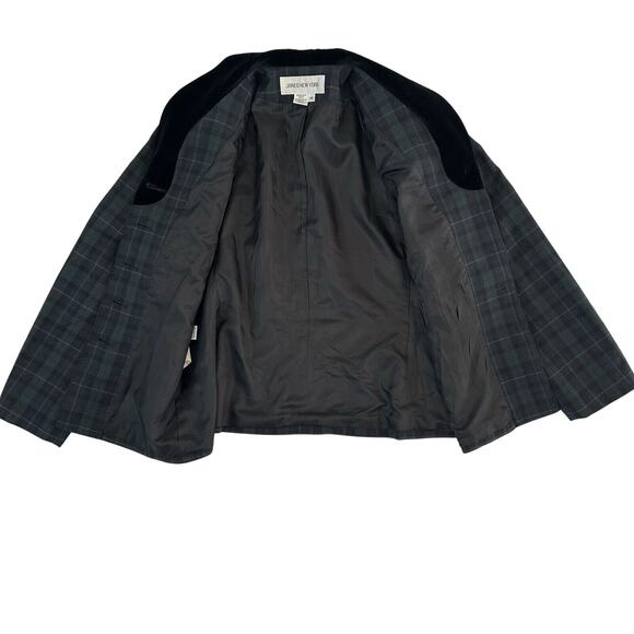 Jones New York Blazer Women’s 14 Plaid Green Black Velvet Collar Vintage - Picture 4 of 8